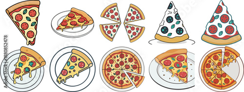 Pepperoni Pizza Slice Collection Set