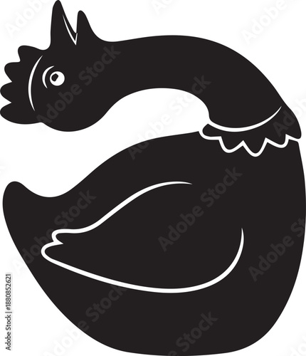 Stylized farmyard chicken hen vector silhouette illustration line art poultry bird animal design