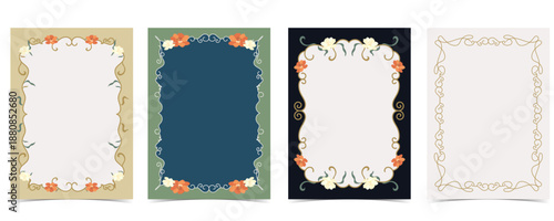 Elegant Vintage Floral Frames background and Decorative Ornamental Line Borders for neaveau design