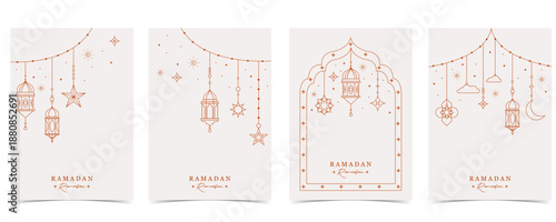 Elegant Ramadan Poster Collection with Islamic Lantern Line Art