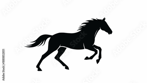 Silhouette of a powerful horse running freely.