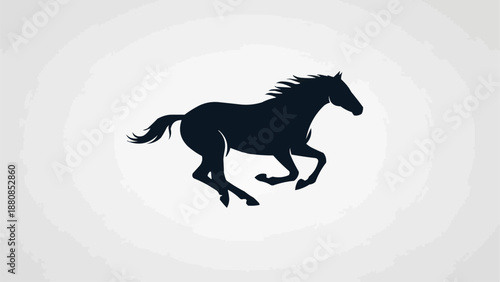 Silhouette of a powerful horse running freely.
