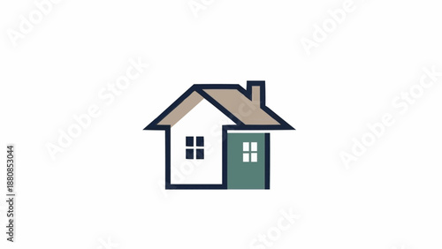 Modern Minimalist House Icon Design Simple Geometric Shape.