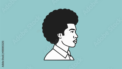 Profile of a young man with an afro hairstyle.