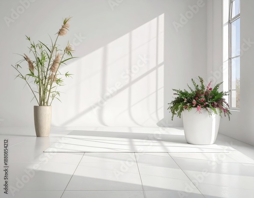 Bright and Airy Room with Green Plants and Natural Light