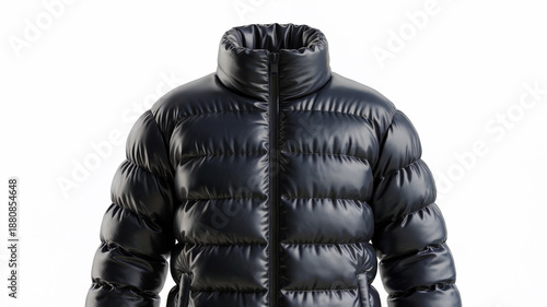Black Puffer Jacket Isolated On White Background