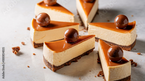 Caramel Chocolate Cheesecake Slices Gourmet Dessert