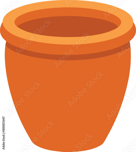 Terracotta clay pot with wide rim on transparent background