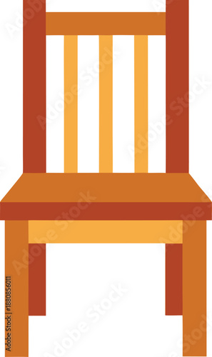 Wooden chair with straight backrest on transparent background