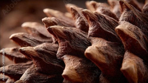 Macro Close-up of Textured Pinecone Scales in Warm Natural Light