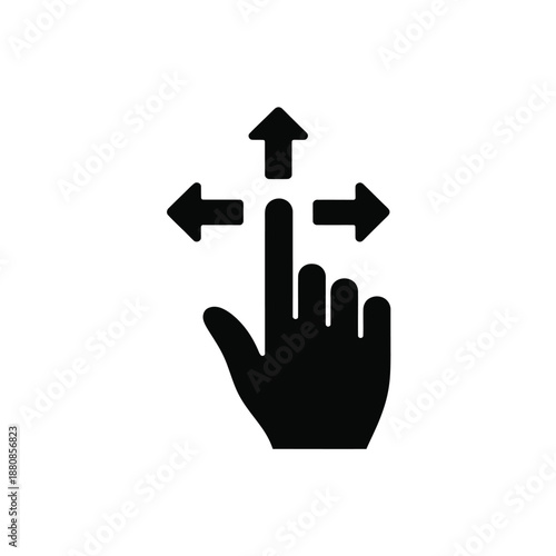 Hand interacting with directional arrows a symbol for control and navigation