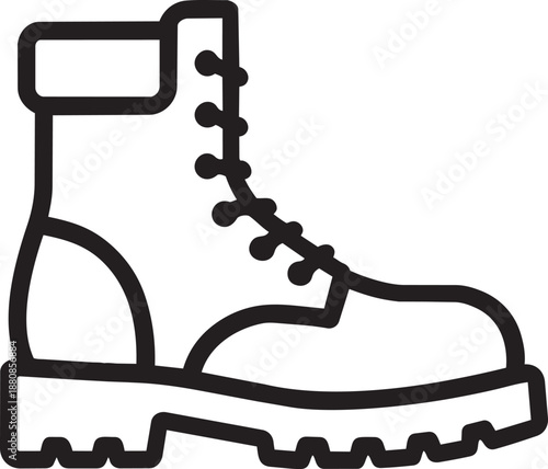 Linear icon of leather boots winter shoes hiking footwear