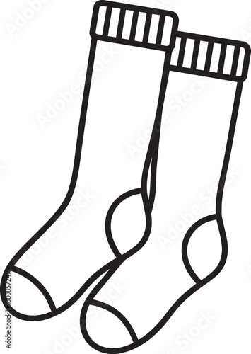 Vector outline icon of cotton socks foot warmers hosiery pair
