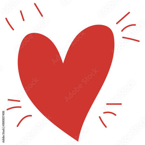 Vibrating heart with motion lines. Beating love symbol doodle