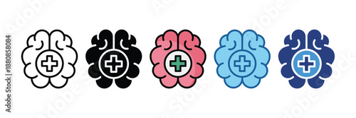 Brain Health  Icon Set Multiple Style Collection