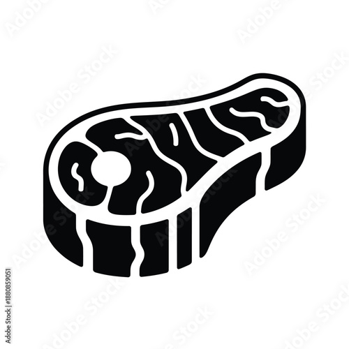 Simple black and white illustration of a cut of beef likely ribeye or similar