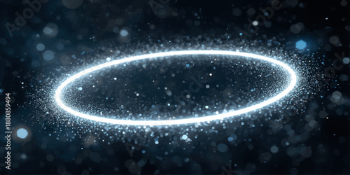 Abstract planet in deep space with glowing stars and galaxy background