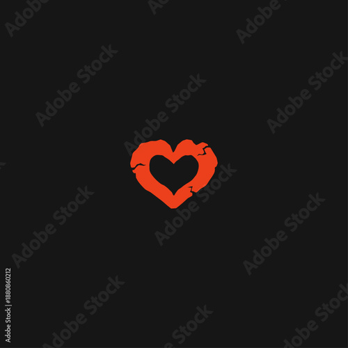 Hand drawn broken heart logo icon flat vector design
