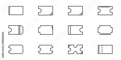 Ticket outline icons set