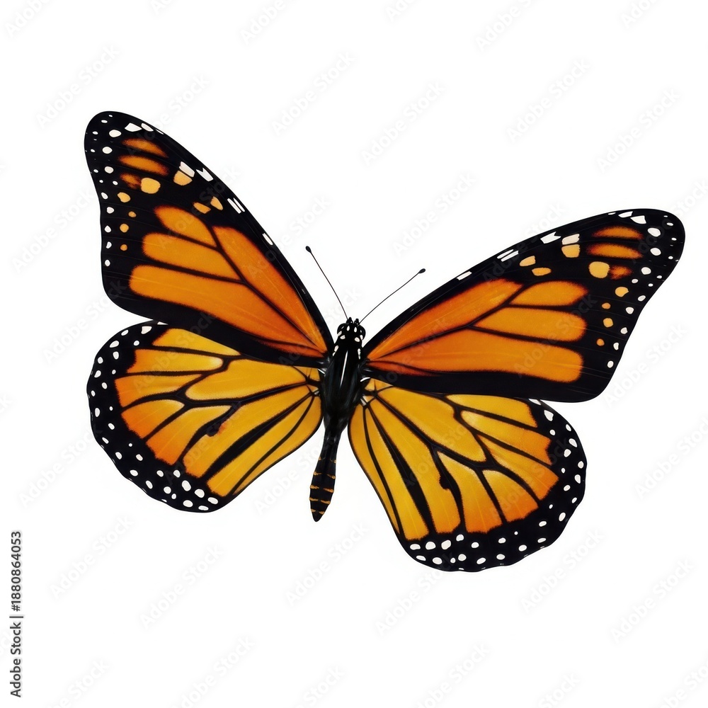 Fototapeta premium Orange and black butterfly in flight