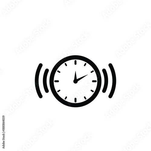 Black clock with sound waves white