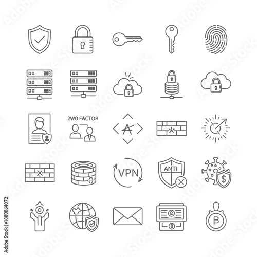 Secure your digital world with these modern security icons, perfect for websites and apps needing a professional cybersecurity feel and a sense of safety