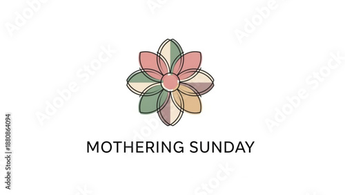 Colorful flower graphic with mothering sunday text on white