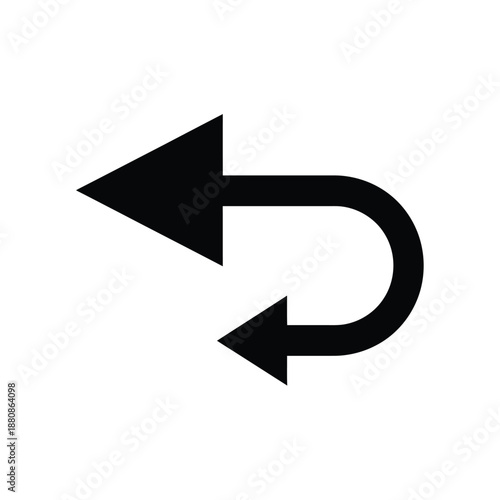 Black curved arrow pointing left and right white background