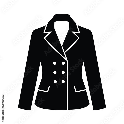 Black jacket with white outline and buttons