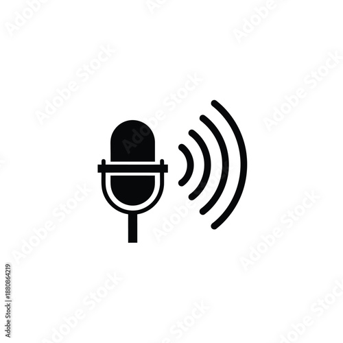 Black microphone with sound waves symbol