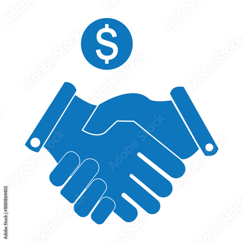 Business handshake with dollar symbol partnership, finance agreement and investment deal illustration. EPS 10.