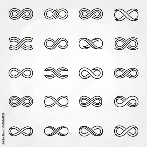 Elegant infinity symbol collection perfect for timeless branding, modern logo design, and limitless creative projects, conveying endless possibilities
