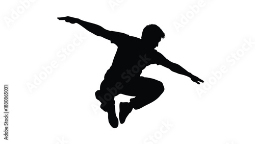Black silhouette of man jumping with arms outstretched 6