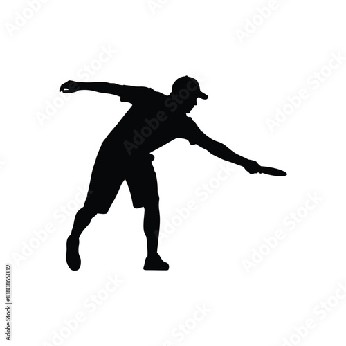 Black silhouette of man throwing baseball