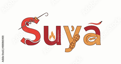 Bold Suya logo blending meat and fire elements