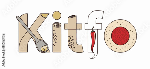 Raw Kitfo design with meat and spoon icons