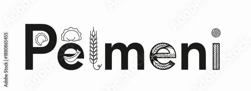 Graphic Pelmeni logo featuring wheat and steam
