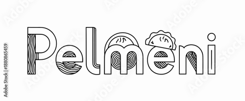 Simple Pelmeni design with dumpling and lines