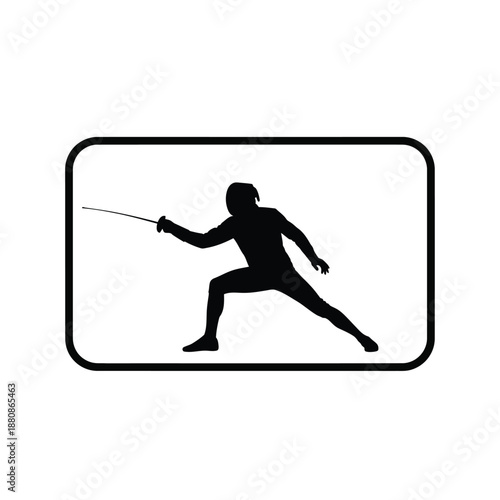 Fencer in black silhouette holding sword fencing 2