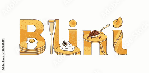 Cute Blini logo blending cream and fork