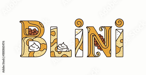 Golden Blini illustration with pancake and berries