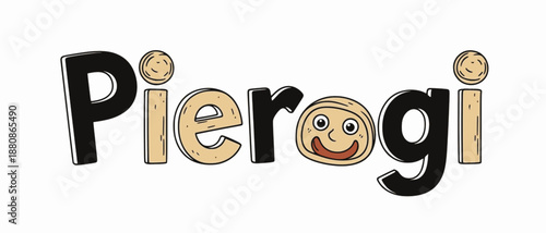 Illustrated Pierogi logo incorporating fork and sauce