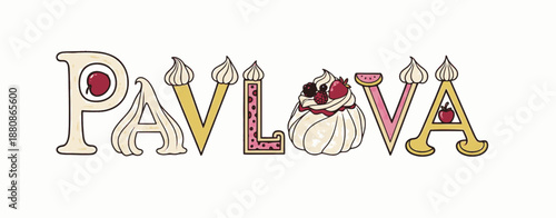 Vibrant Pavlova logo featuring cream and fruit toppings