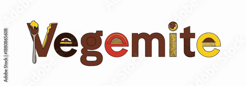 Colorful Vegemite logo with spread and jar icons