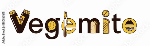 Playful Vegemite design featuring knife and bread elements