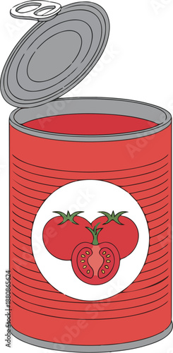 Open Tomato Soup Can Vector Illustration – Flat Food Design