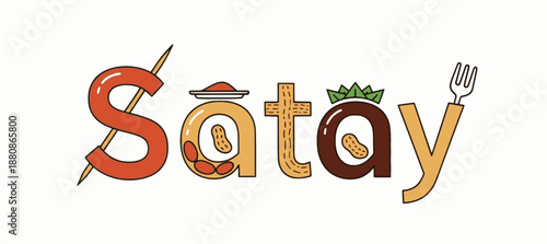 Red Satay logo blending skewer and peanut sauce