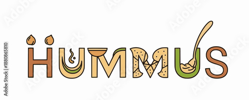 Fiery Hummus illustration featuring spoon and flame