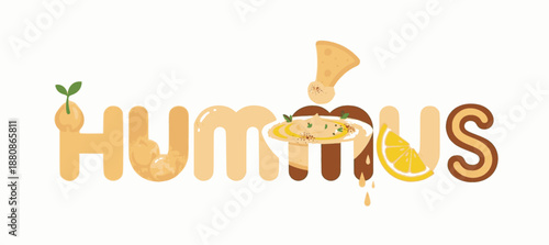 Creamy Hummus logo with chickpea and lemon icons