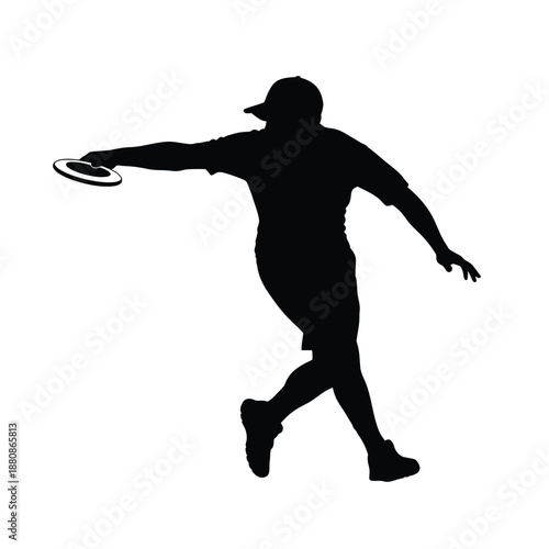 Man in black silhouette playing frisbee white 1
